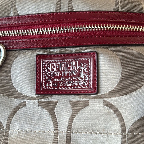 Coach Tan  and Red Y2K Poppy Mini Bag with Signature Style Vintage - Picture 5 of 10